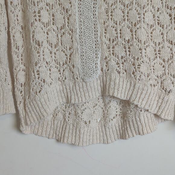 Cottagecore Embroidered Open Knit Sweater 100% Cotton Women's Medium - Picture 6 of 11